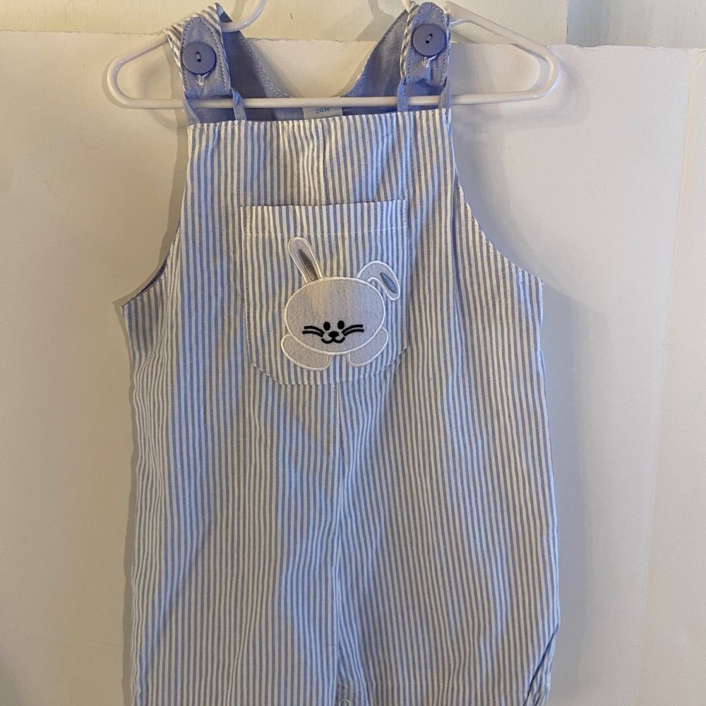 Bunny blue‎ stripe romper 24m